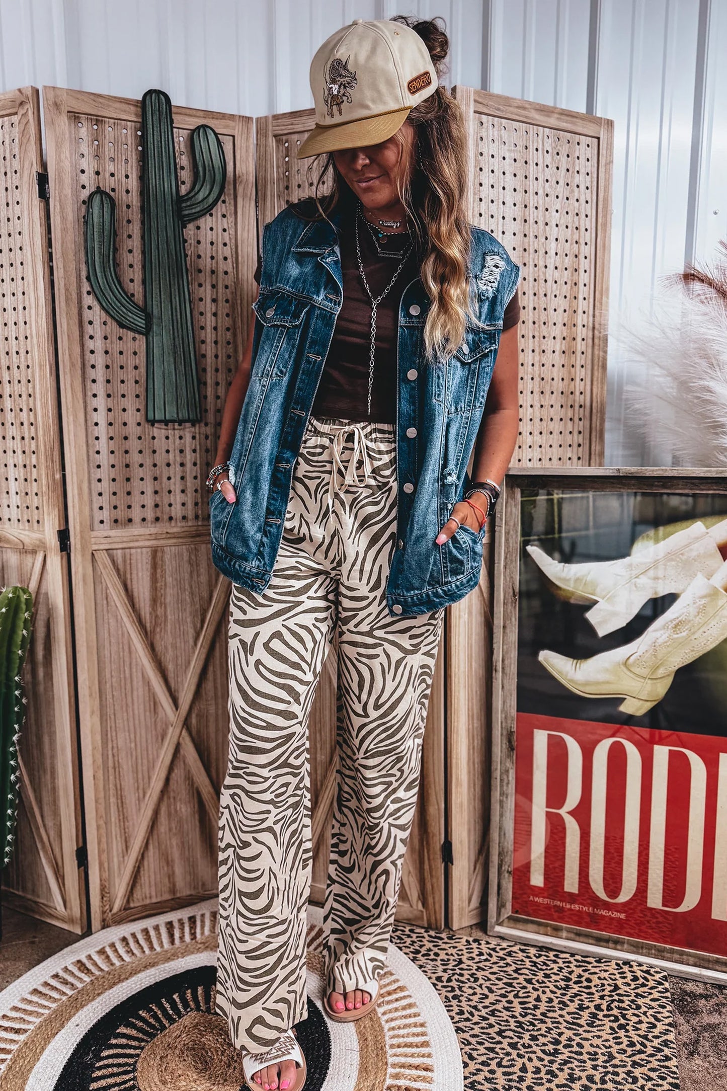 Desert Western Zebra Print Pants