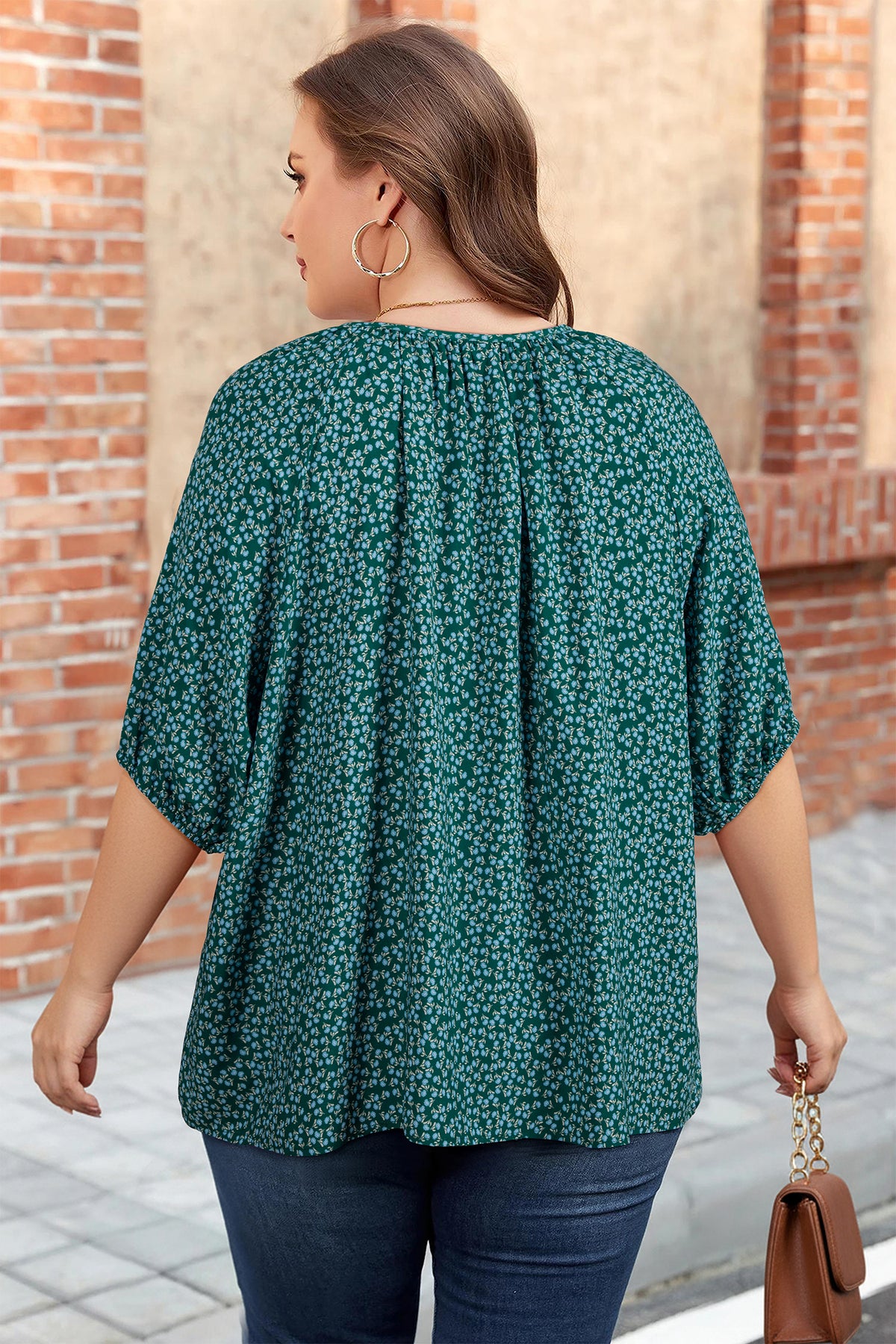 Floral Notched-Neck Blouse