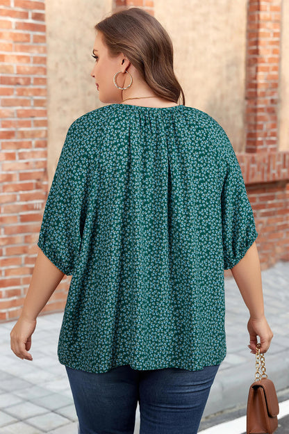 Floral Notched-Neck Blouse