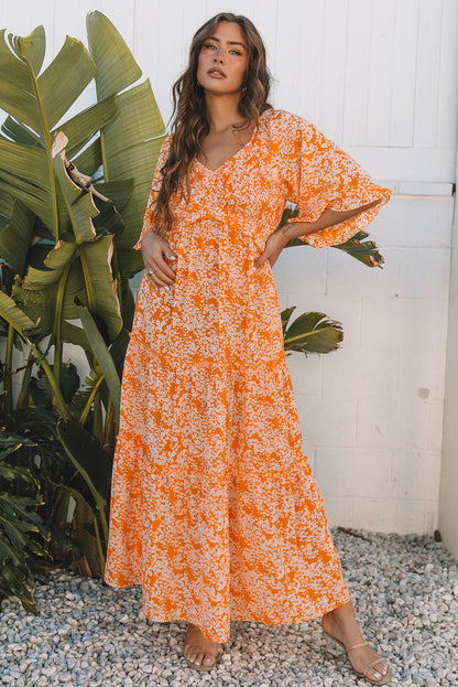 Sunset Floral Smocked Maxi Dress