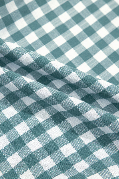 Gingham Shirred Long Sleeve Peplum Top — product image 7