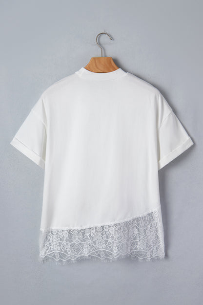 Asymmetric Lace-Hem Tee