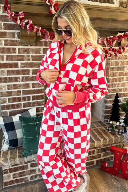 Peppermint Check Half-Zip Pant Set