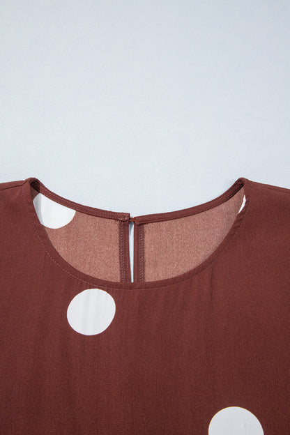 Brown Polka Dot Tie-Waist Dress