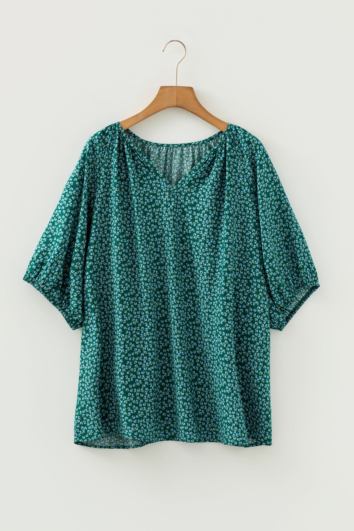 Floral Notched-Neck Blouse
