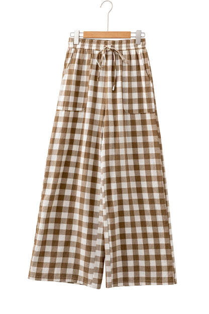 Gingham Plaid Tie-Waist Pants