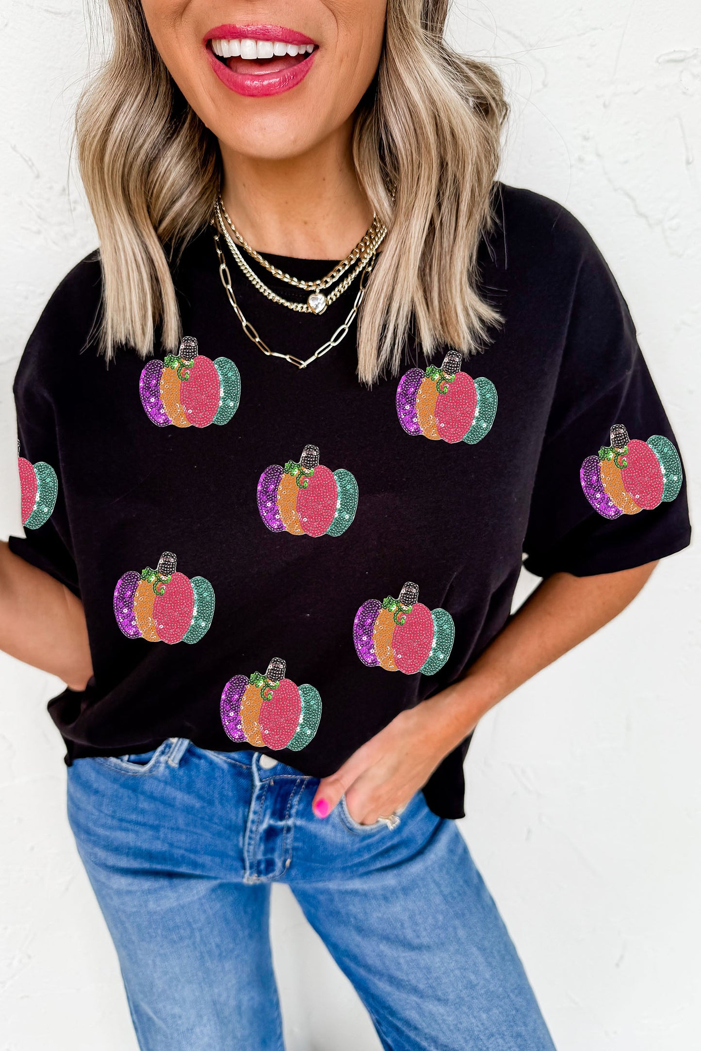 Pumpkin Glow Sequin Tee