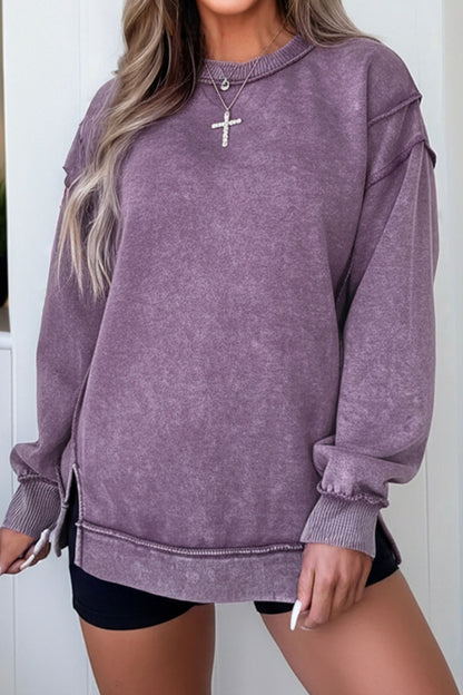 Mineral Wash Side-Slit Sweatshirt