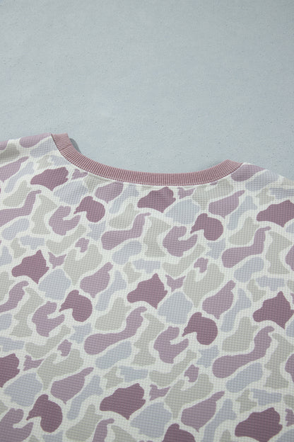 Plus Size Camo Waffle Shorts Set
