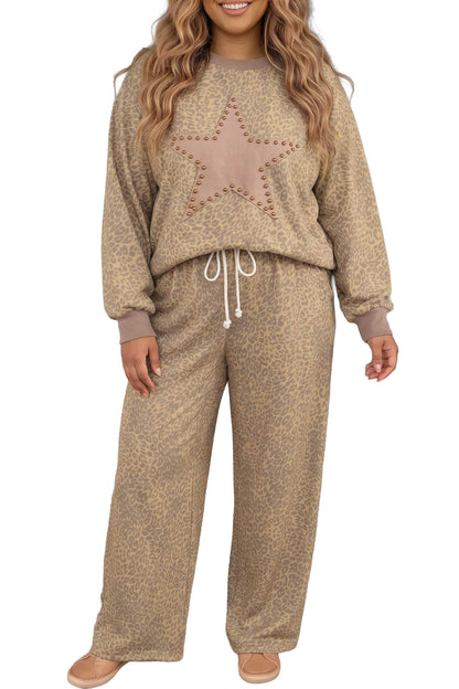 Plus Size Leopard Star Lounge Set