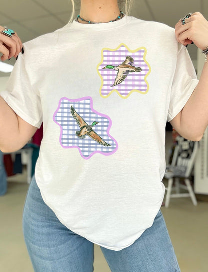 Gingham Mallards Tee or Crewneck