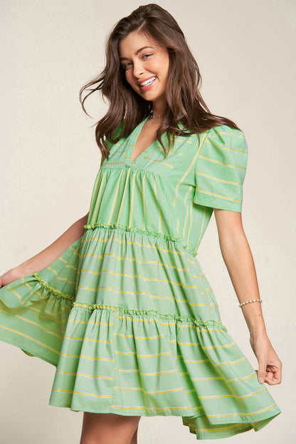 Sunlit Striped Frill Detail Dress
