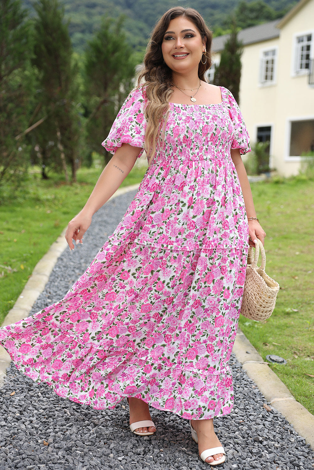 Magnolia Floral Plus Size Smocked Maxi Dress