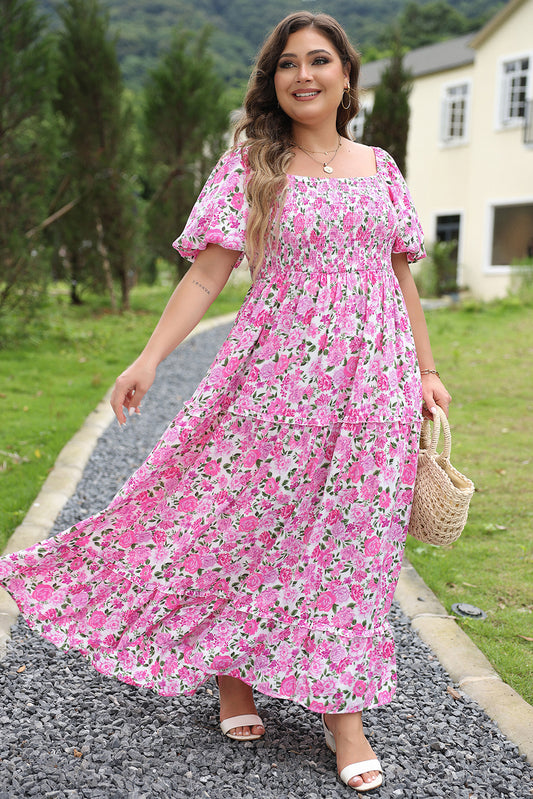 Magnolia Floral Plus Size Smocked Maxi Dress