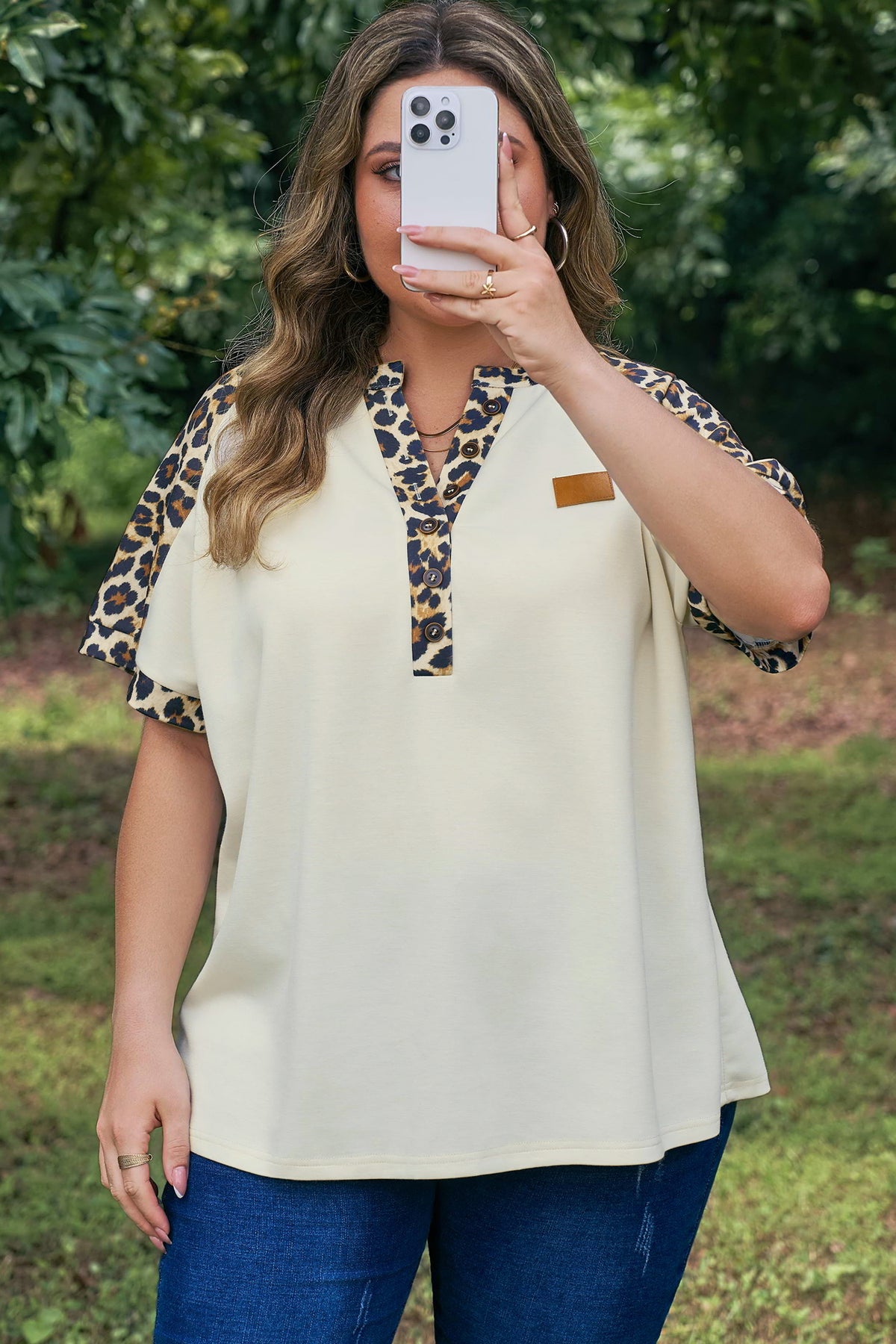 Beige Leopard Polo Tee