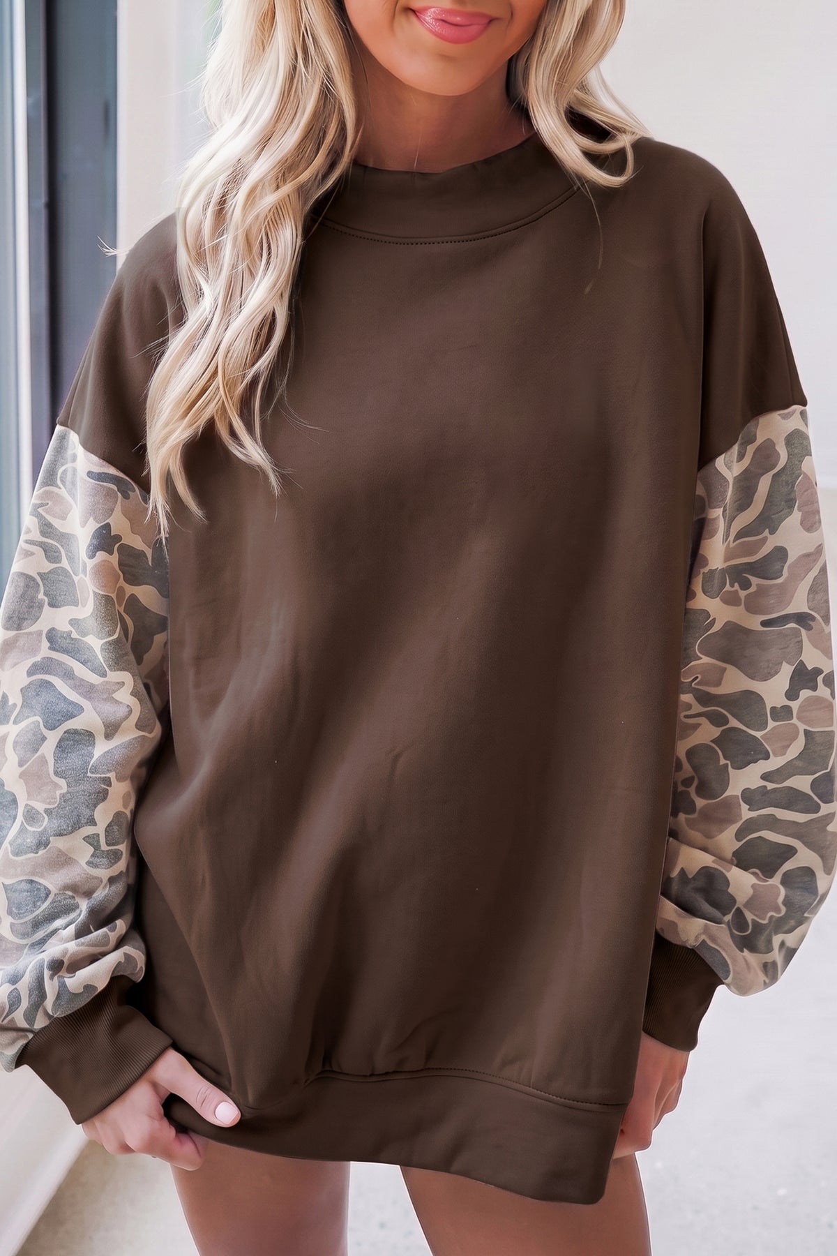 Camo Sleeve Baggy Sweatshirt
