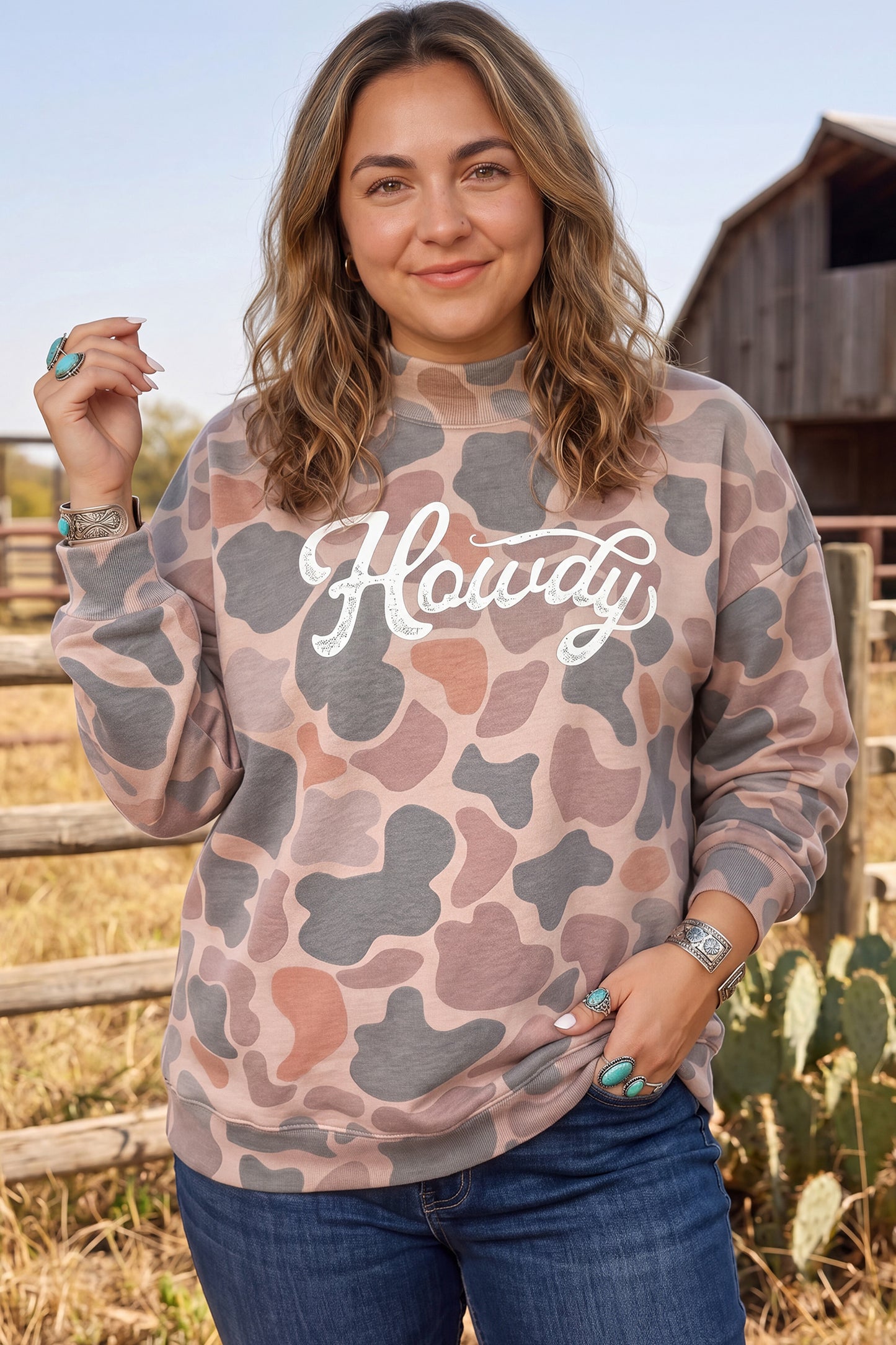 Howdy Camo Western Plus Size Sweatshirt