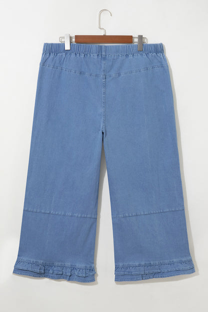 Bluebell Ruffle-Hem Wide Leg Jeans