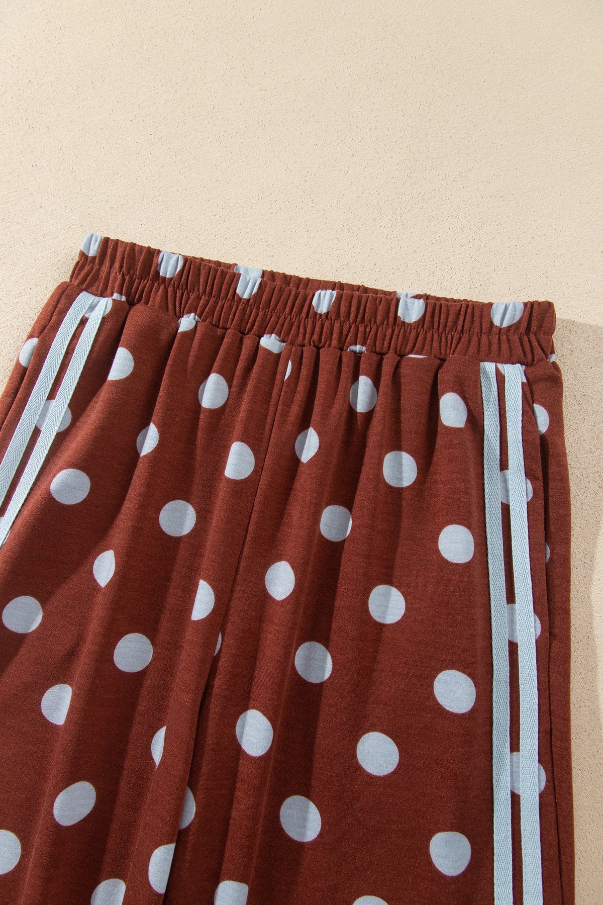 Polka Dot Side Stripe Long Sleeve Top & Pant Set