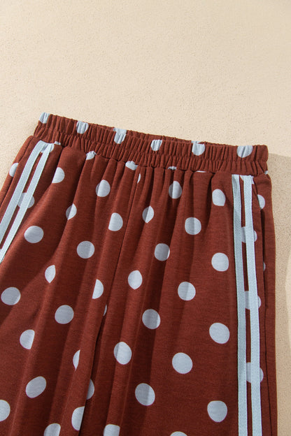 Polka Dot Side Stripe Long Sleeve Top & Pant Set