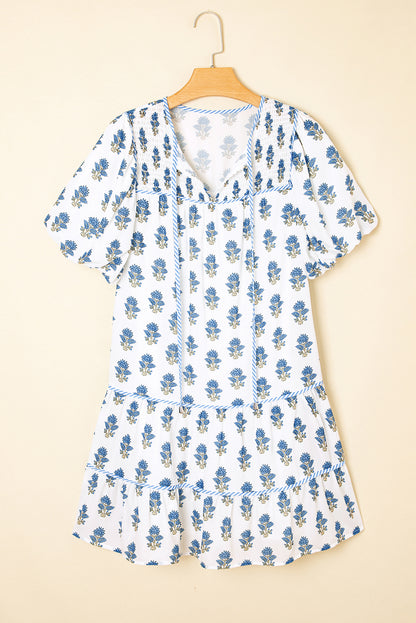 Sunday Picnic Floral Puff Sleeve Mini Dress