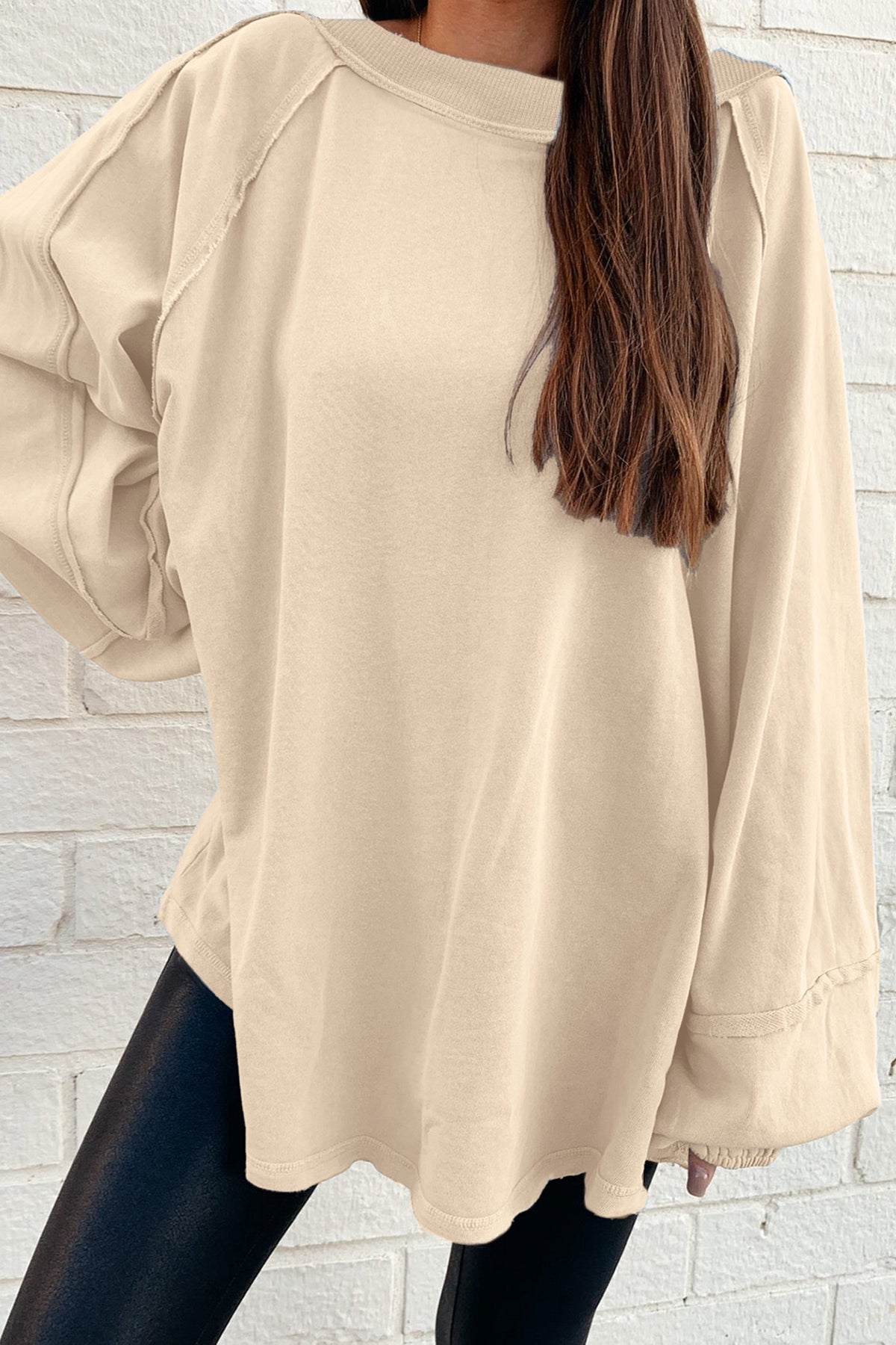 Raw Seam Patchwork Oversized Sweatshirt