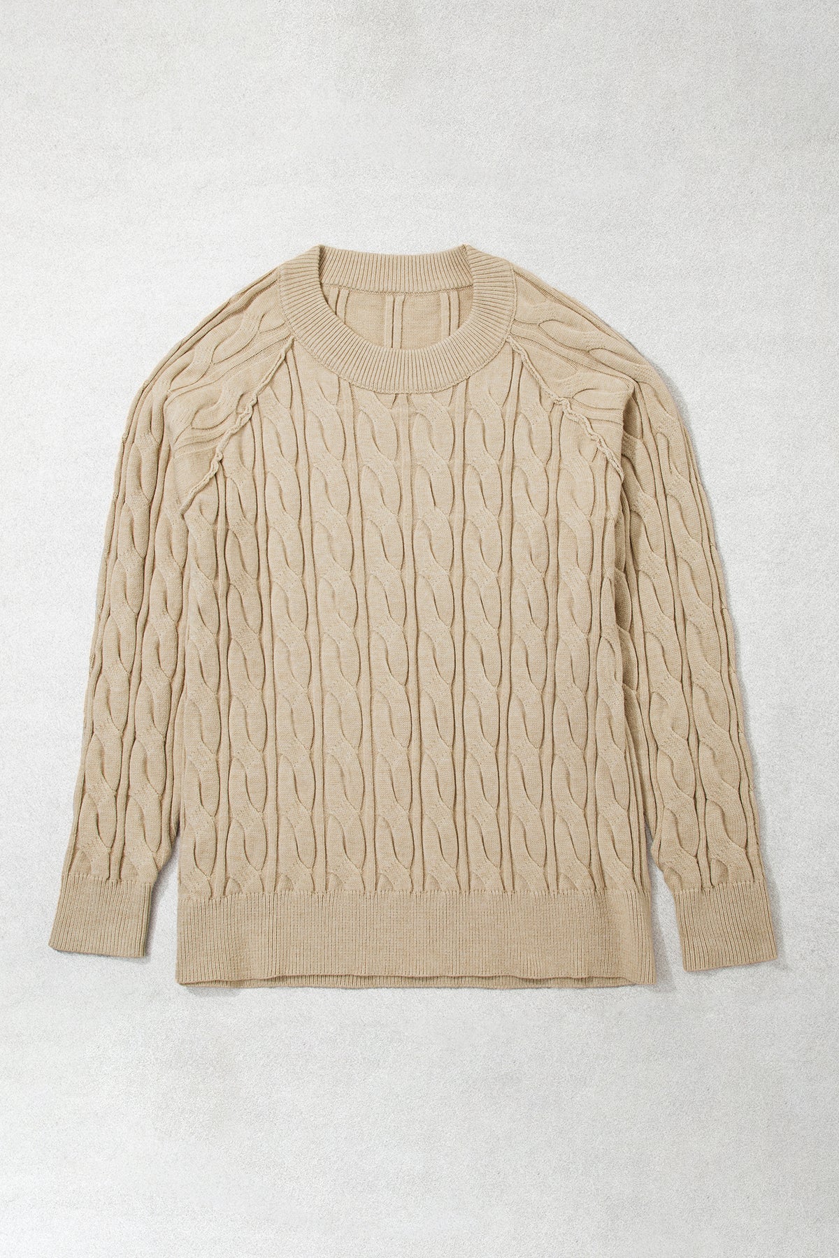 Parchment Cable Knit Tunic Sweater
