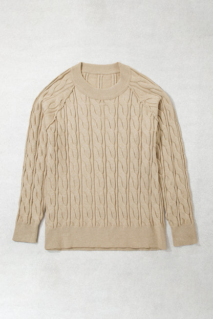 Parchment Cable Knit Tunic Sweater