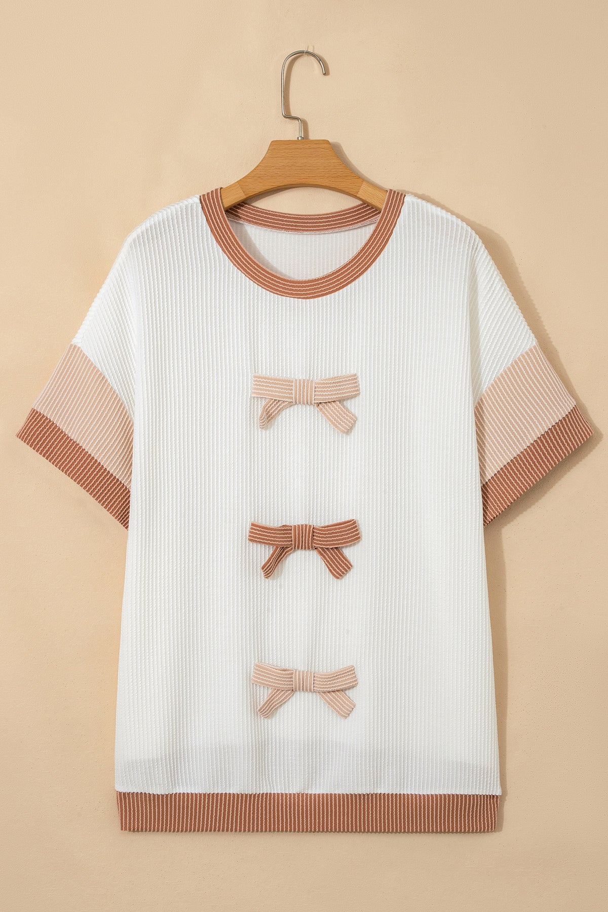 Apricot Bow Ribbed Tee