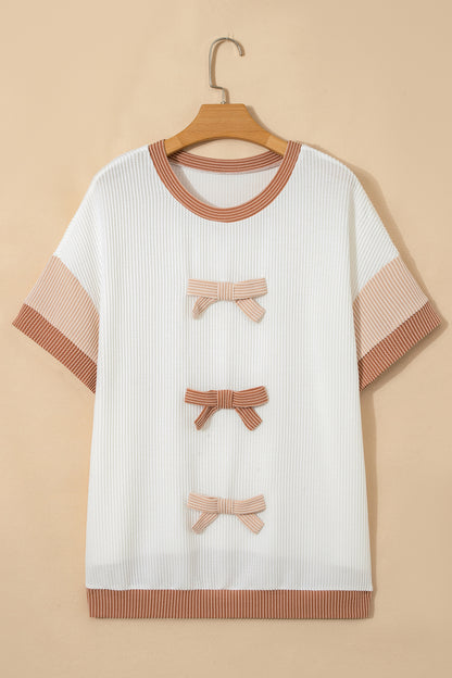 Apricot Bow Ribbed Tee