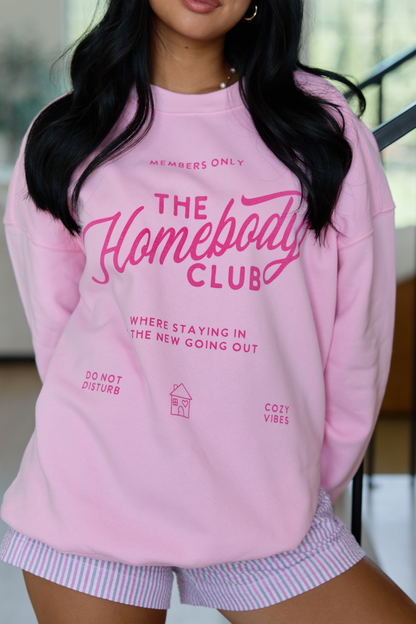 The Homebody Club Light Pink Oversized Graphic Sweatshirt