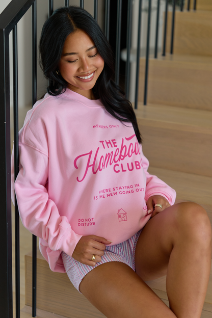 The Homebody Club Light Pink Oversized Graphic Sweatshirt