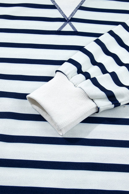 Striped Ribbed-Cuff Sweatshirt