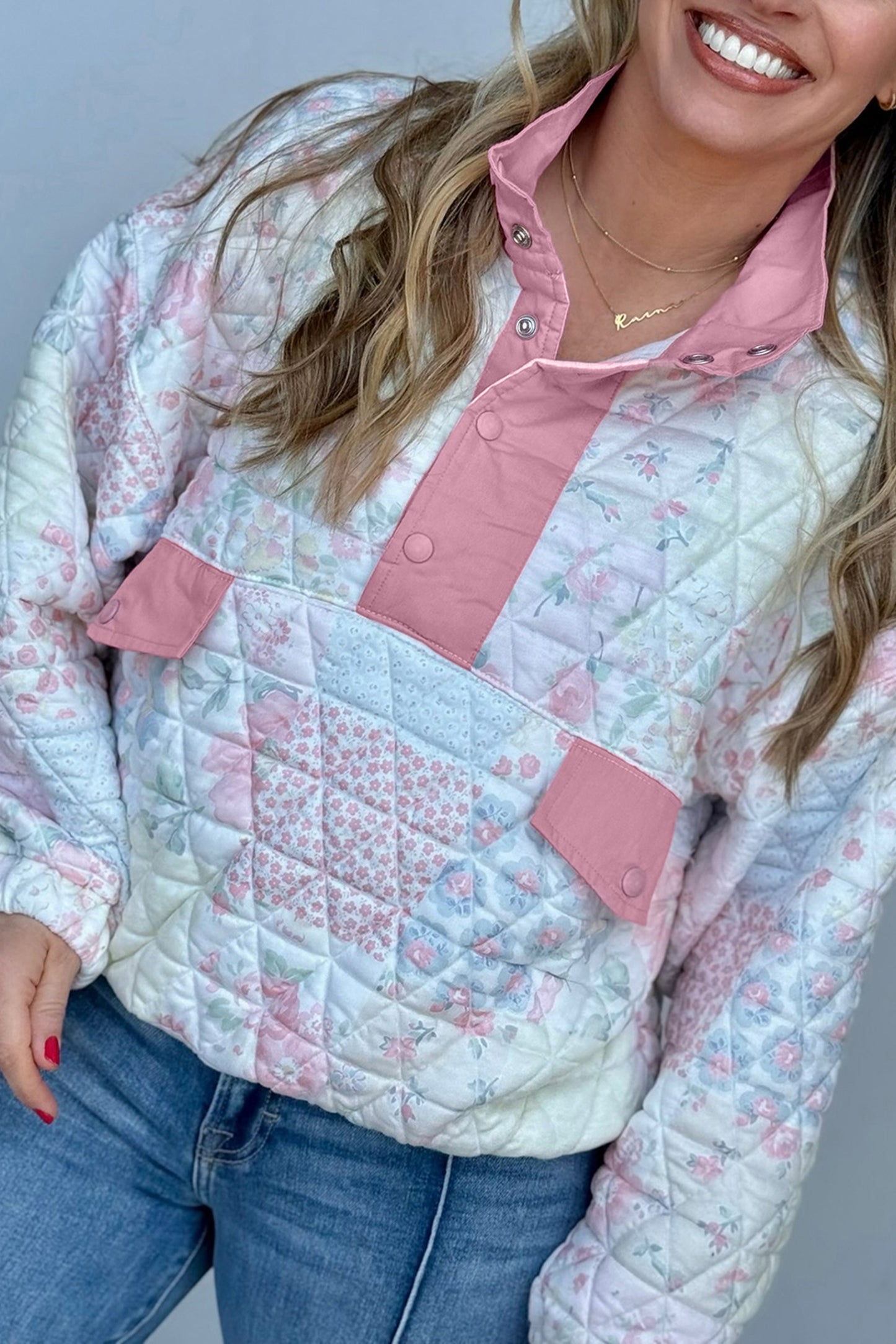 Blooming Floral Quilted Plus Size Sweatshirt