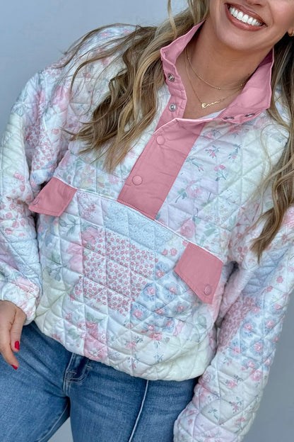 Blooming Floral Quilted Plus Size Sweatshirt