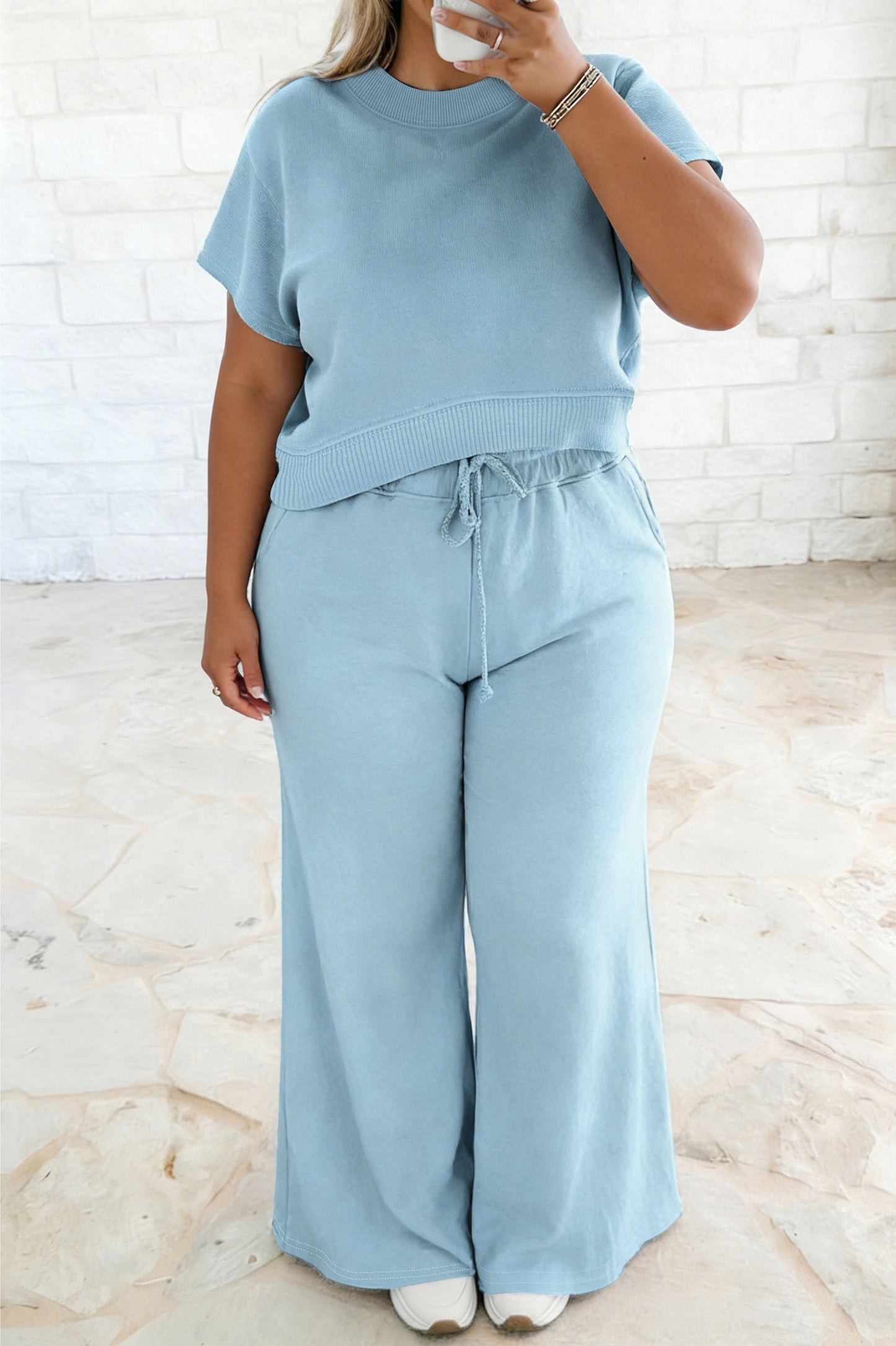 Willow Lane Plus Size Ribbed Pant Set