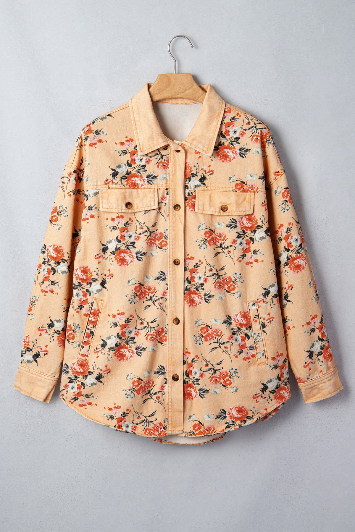 Khaki Floral Denim Jacket