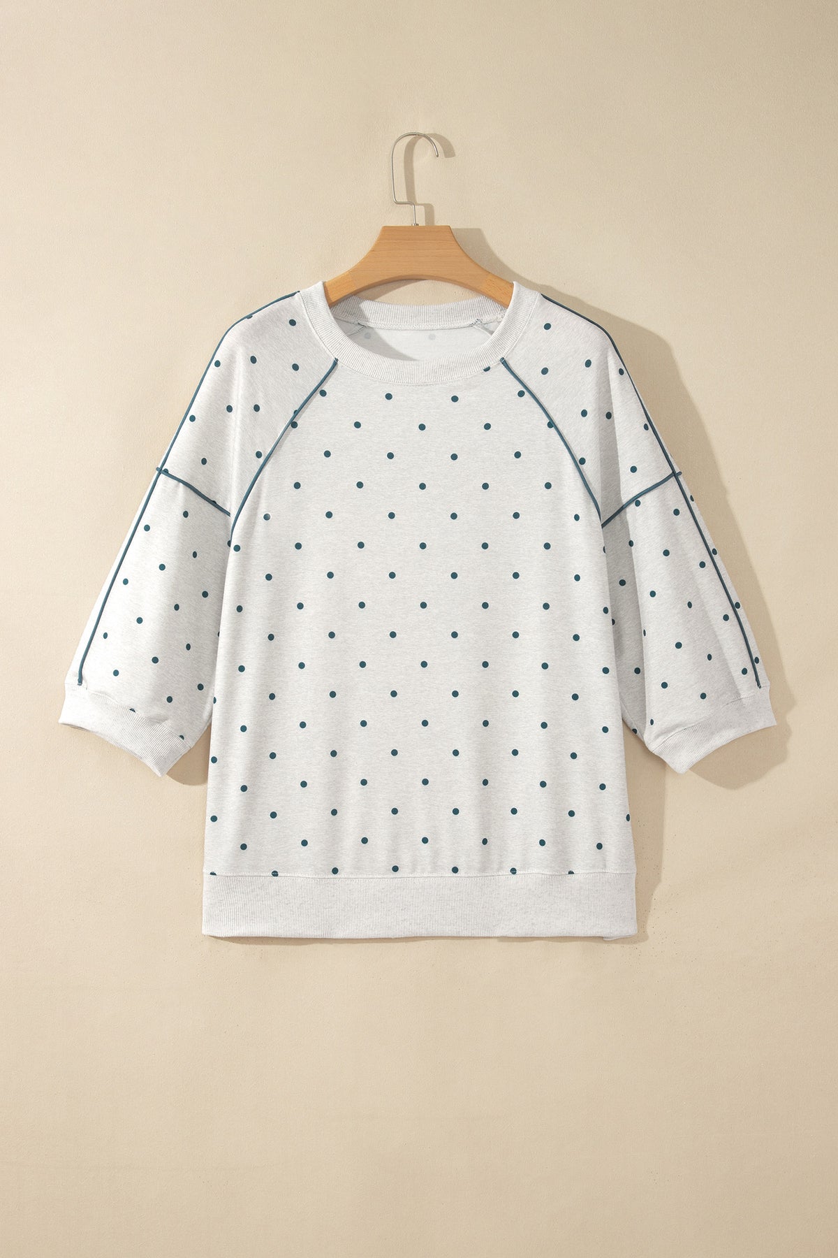 Polka Dot Piped Relaxed Top