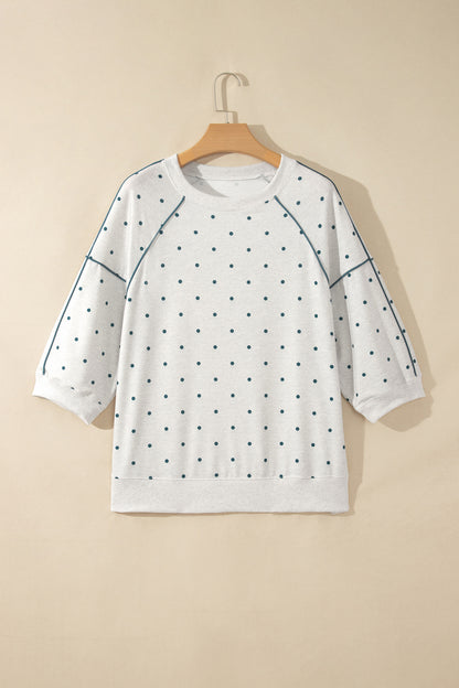 Polka Dot Piped Relaxed Top