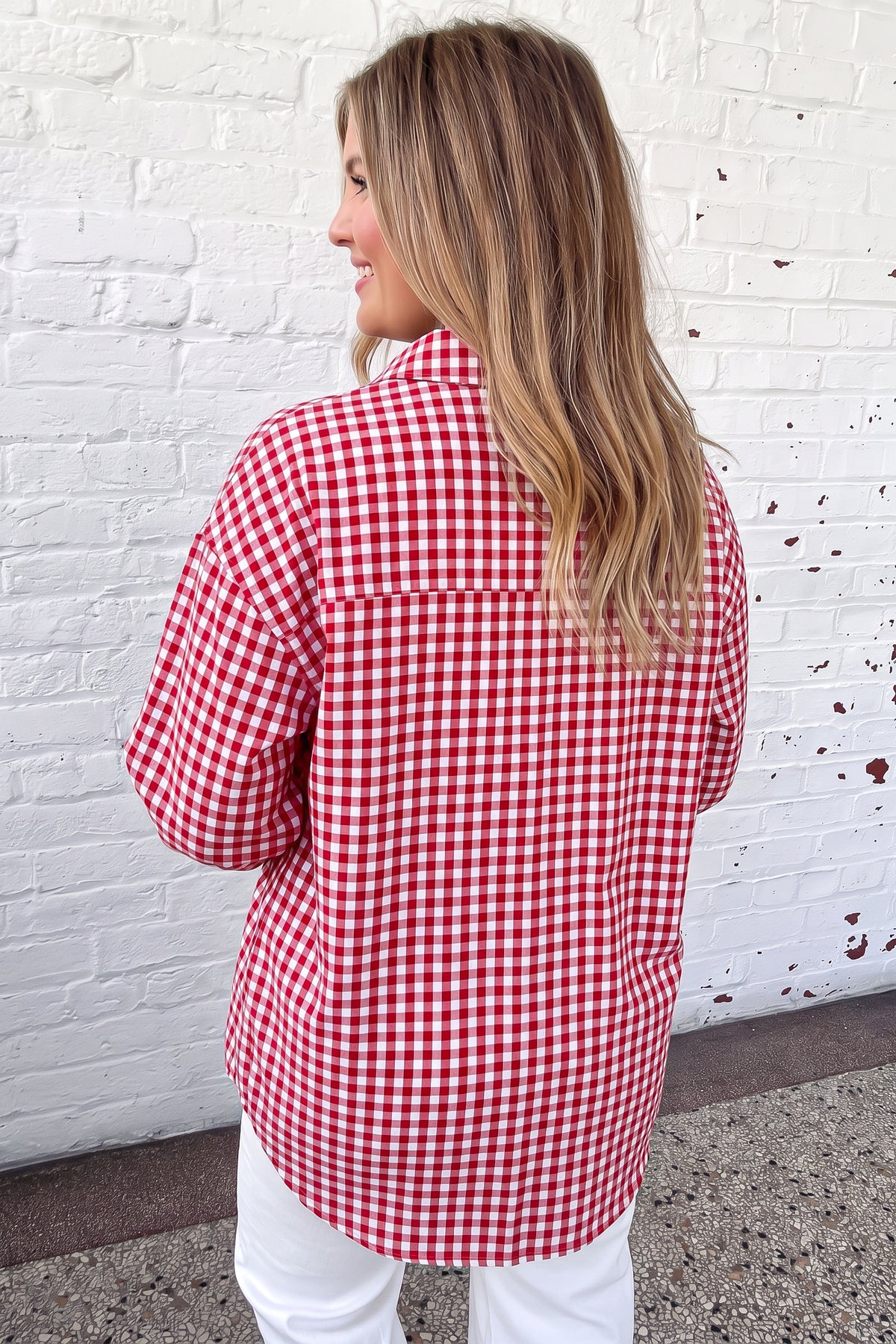 Red Plaid V-Neck Tunic