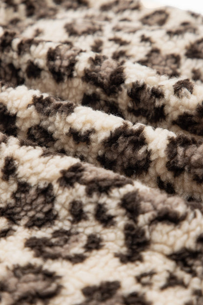 Leopard Fleece Contrast Trim Half Zip Sweatshirt