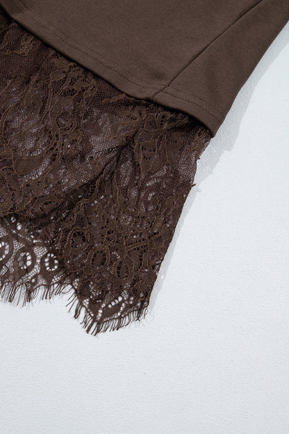 Lace-Hem Mock Neck Sweatshirt