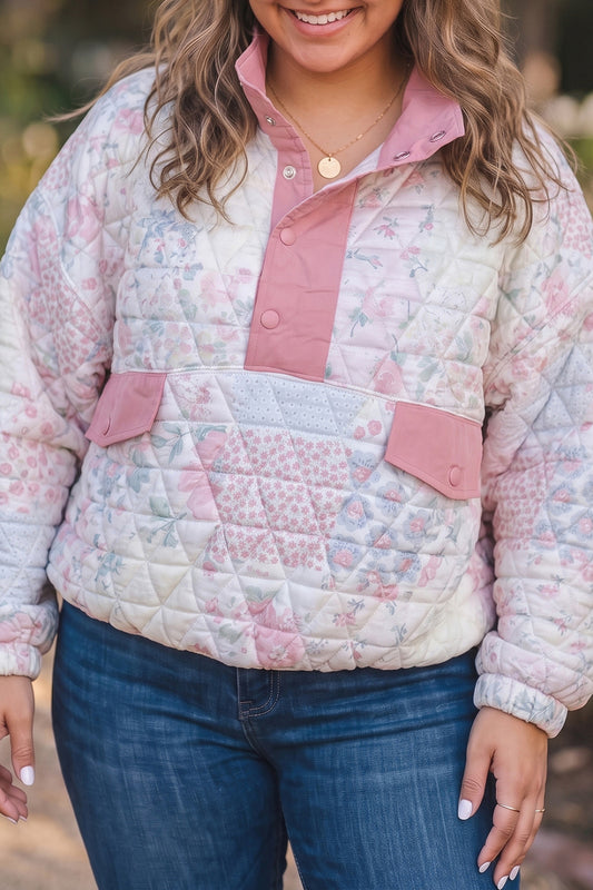 Blooming Floral Quilted Plus Size Sweatshirt