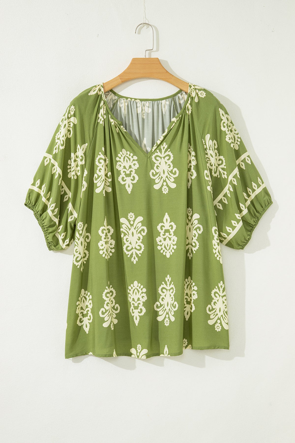Floral Notched-Neck Blouse