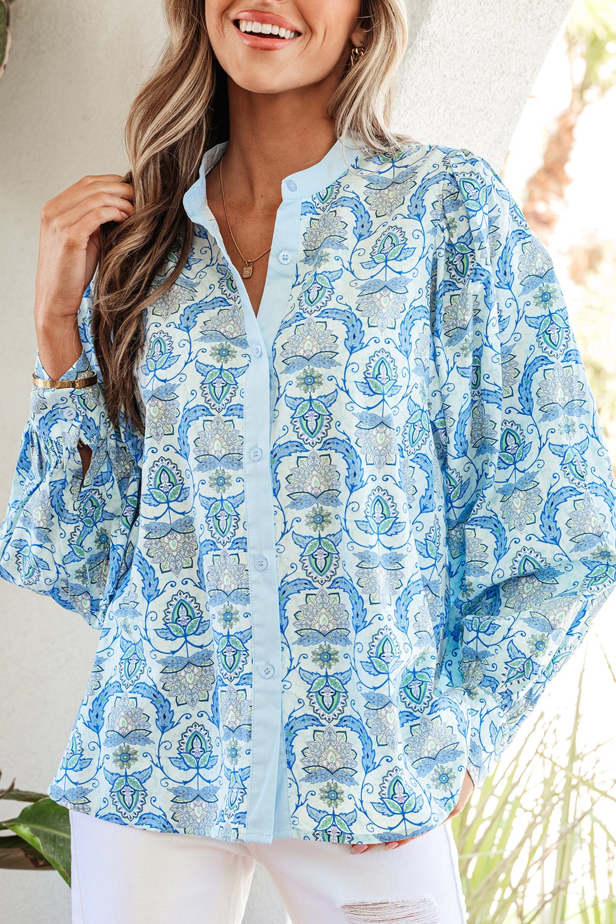 Paisley Puff-Sleeve Shirt