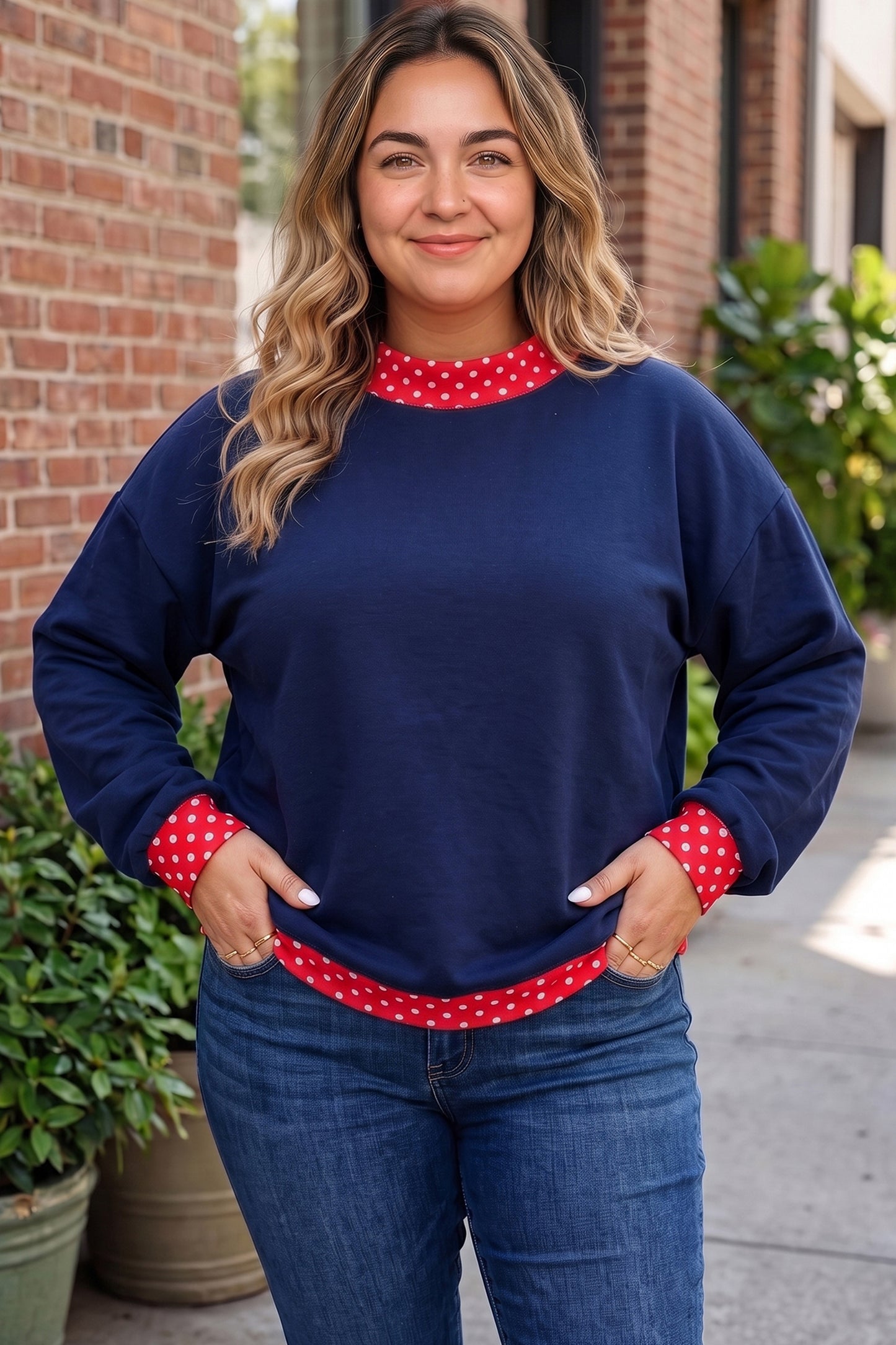 Field Day Polka Dot Plus Size Sweatshirt