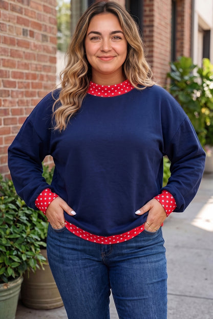 Field Day Polka Dot Plus Size Sweatshirt