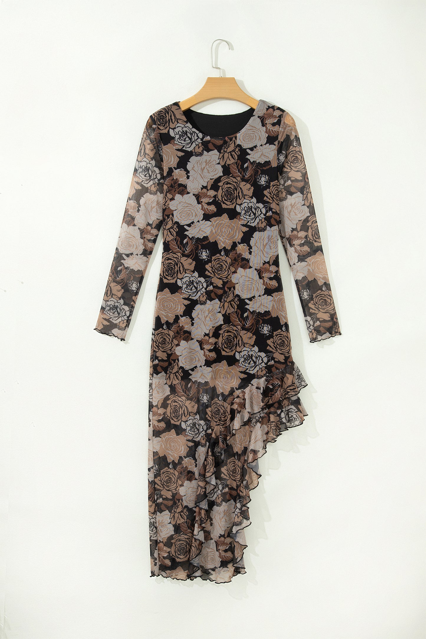 Moonlit Floral Ruffle Mesh Dress