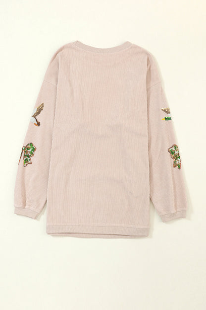 Marsh Sequin Mallard Bow Ribbed Sweatshirt