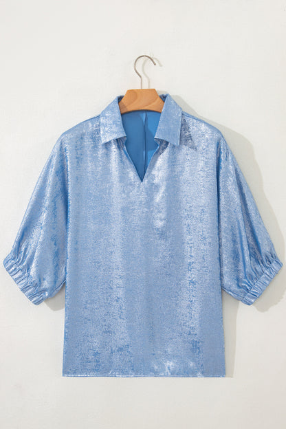 Starlit Metallic Collared Top